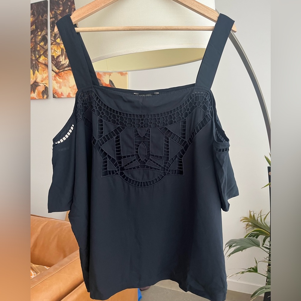 NWT Banana Republic Cold Shoulder Black Blouse